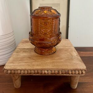 Vintage Indiana Glass Stars and Bars Amber Fairy Lamp